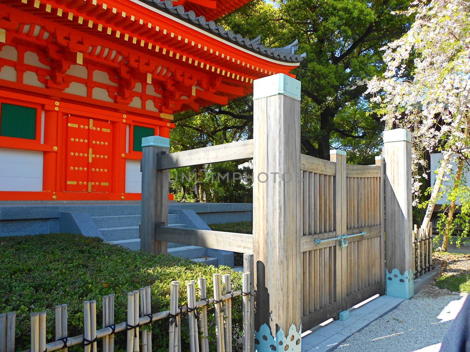 Gate to Buddist Temple in Fukuota Japan by duplass