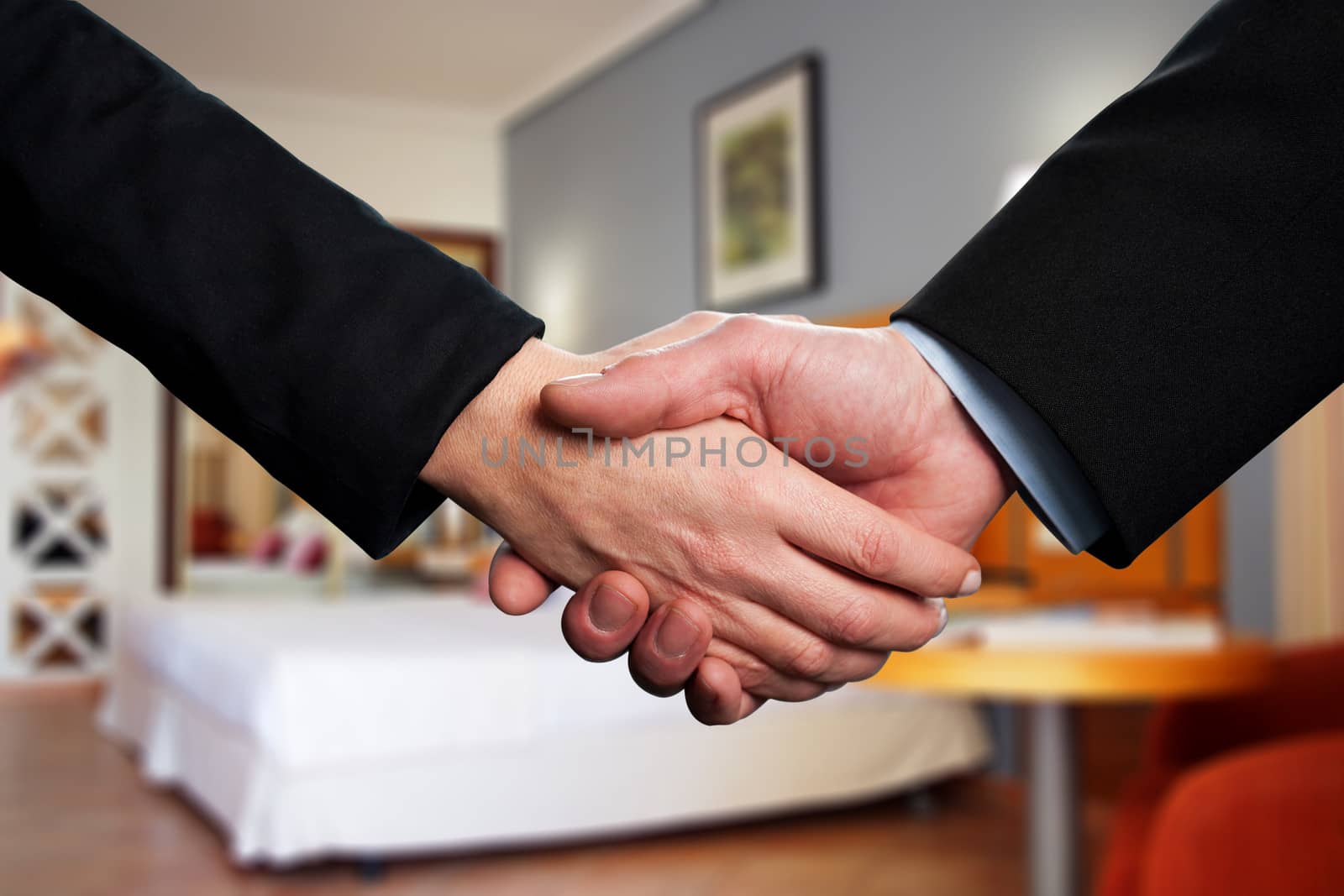 Handshake between two business partners by stockyimages