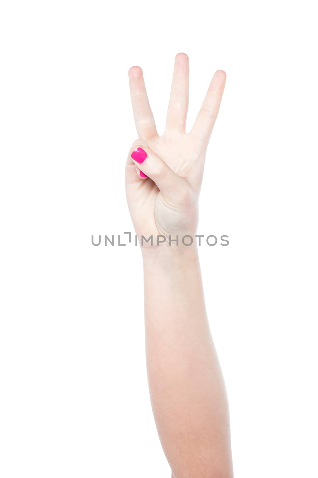 Hand showing number three by stockyimages