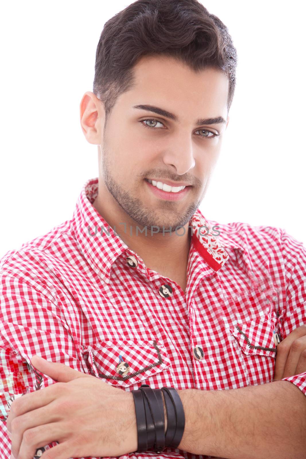 American Indian male posing in a close up portrait