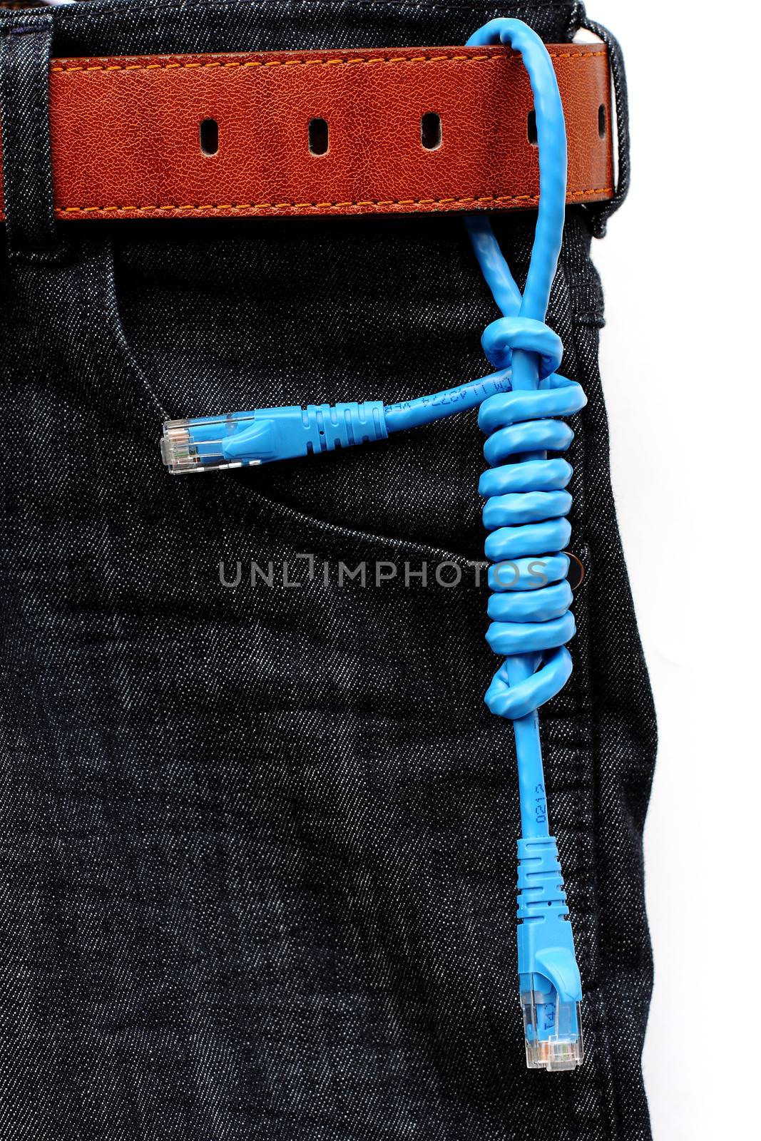 USB cable on jeans background by myrainjom01