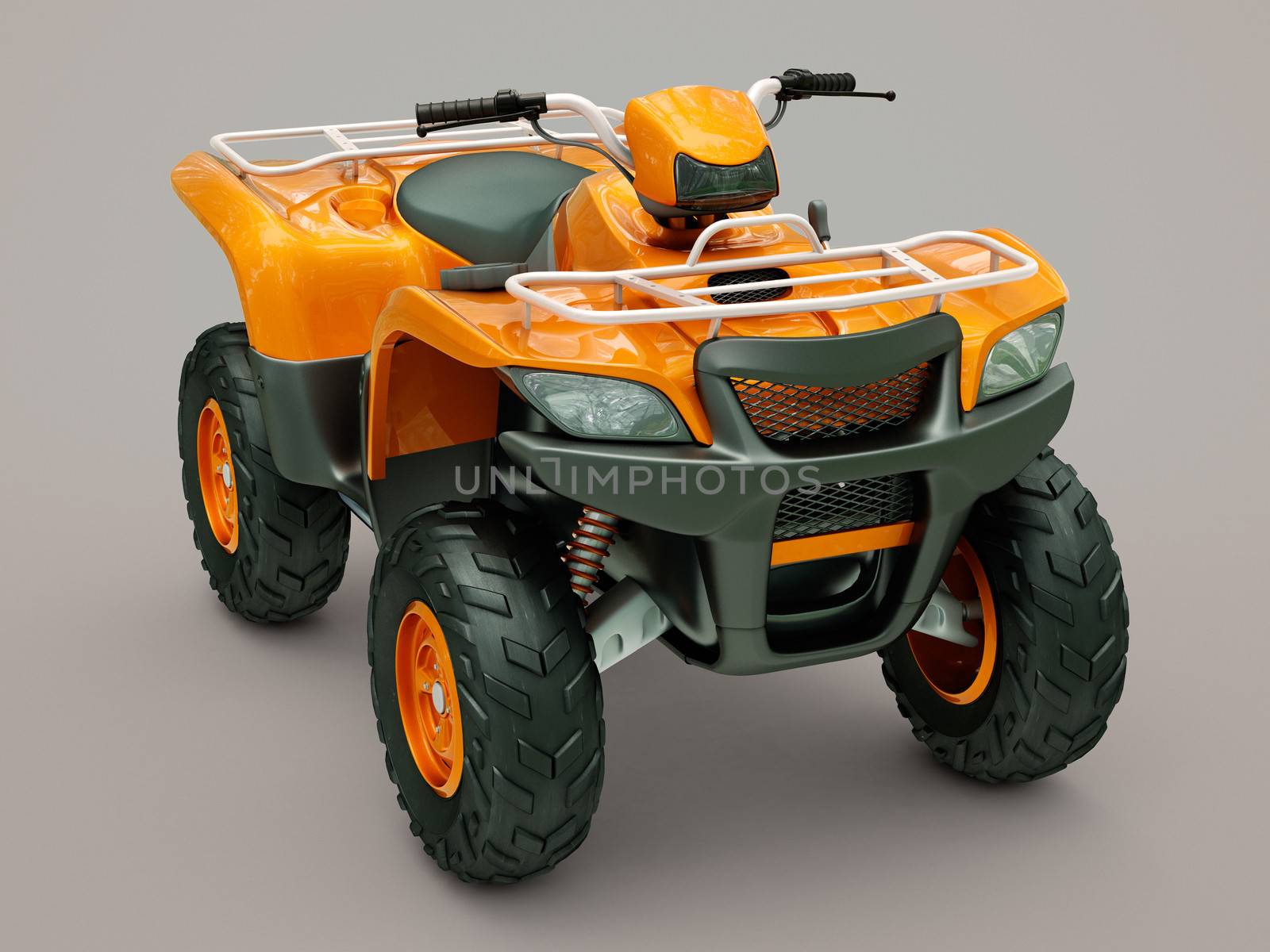 Sports quad bike on a grey background