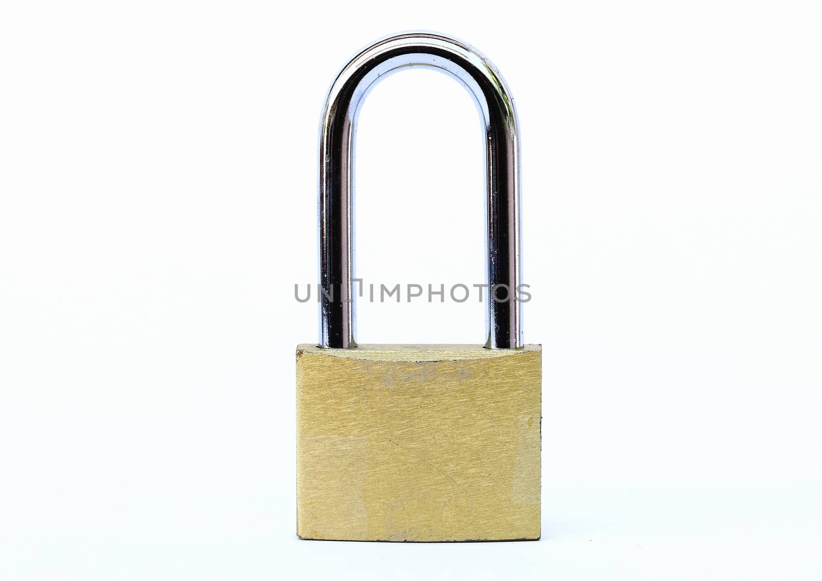 close up shot of old lock isolated on a white background  by myrainjom01