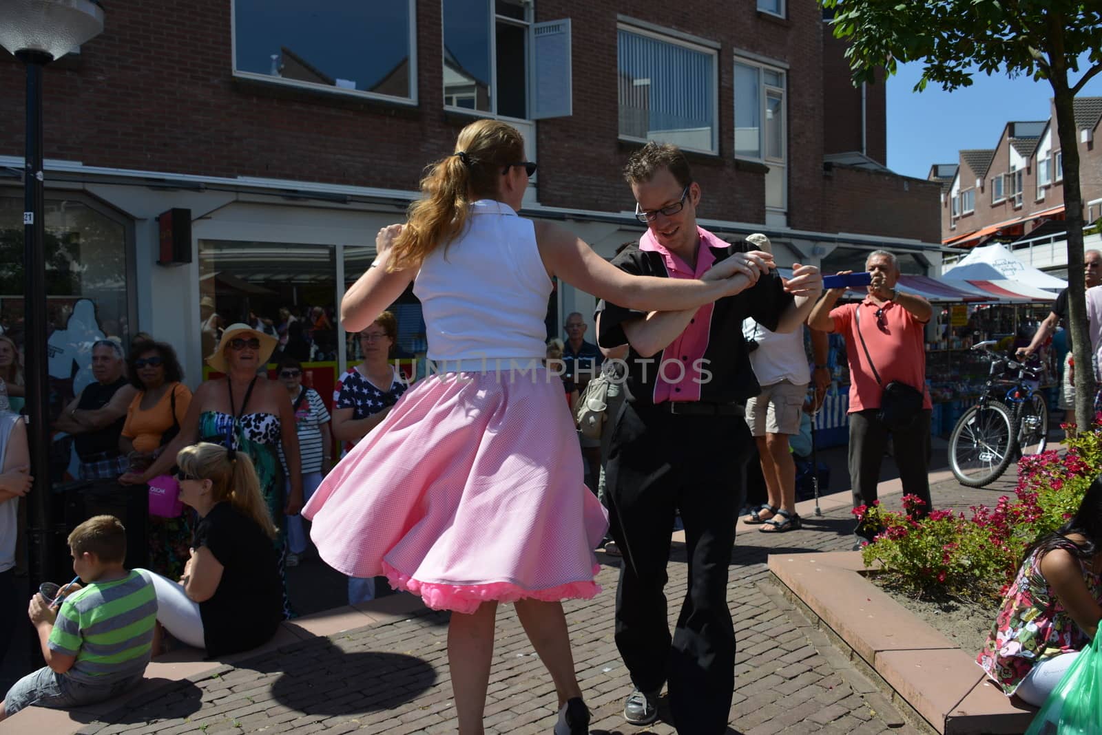 American day with dancers in Hellevoetsluis Netherlands on 21 Juli 2013
