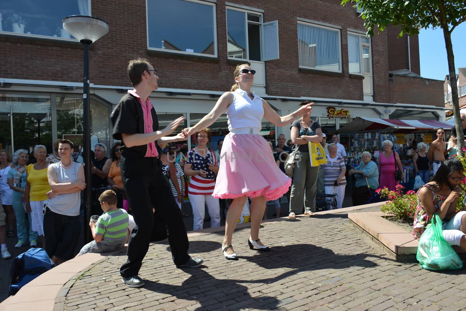 American day with dancers in Hellevoetsluis Netherlands on 21 Juli 2013
