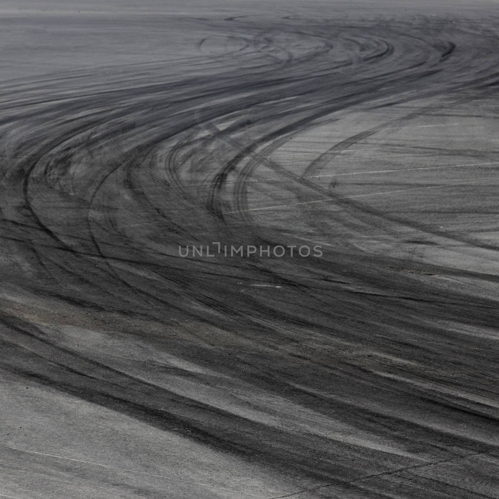 Tire marks on road track