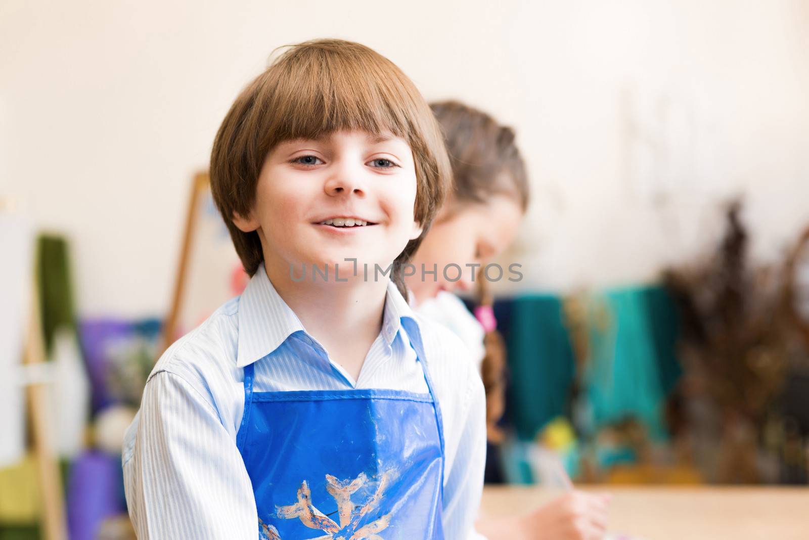 Portrait of a boy, the children learn in art school