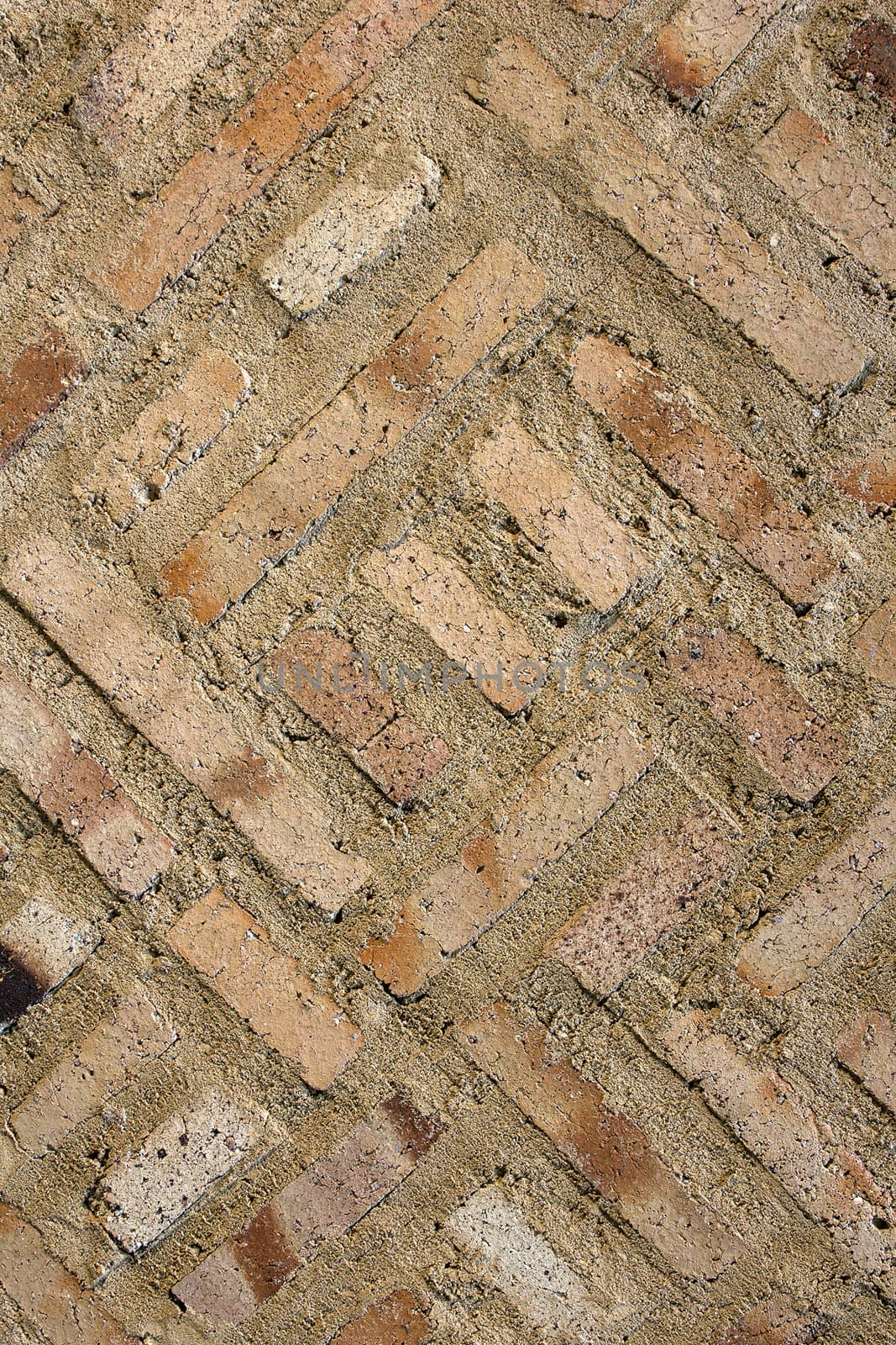 Exterior Brick Wall Herring Bone Pattern on Old Tudor Style Home