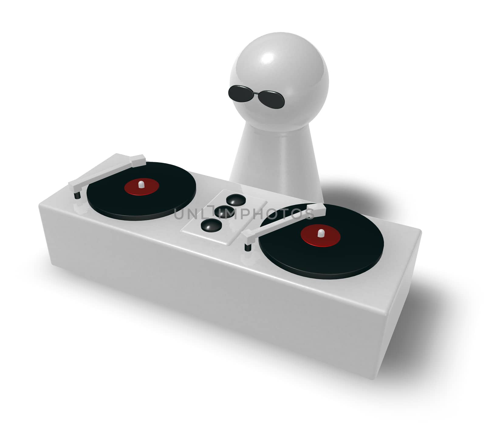 disc jockey on turntables - 3d illustration