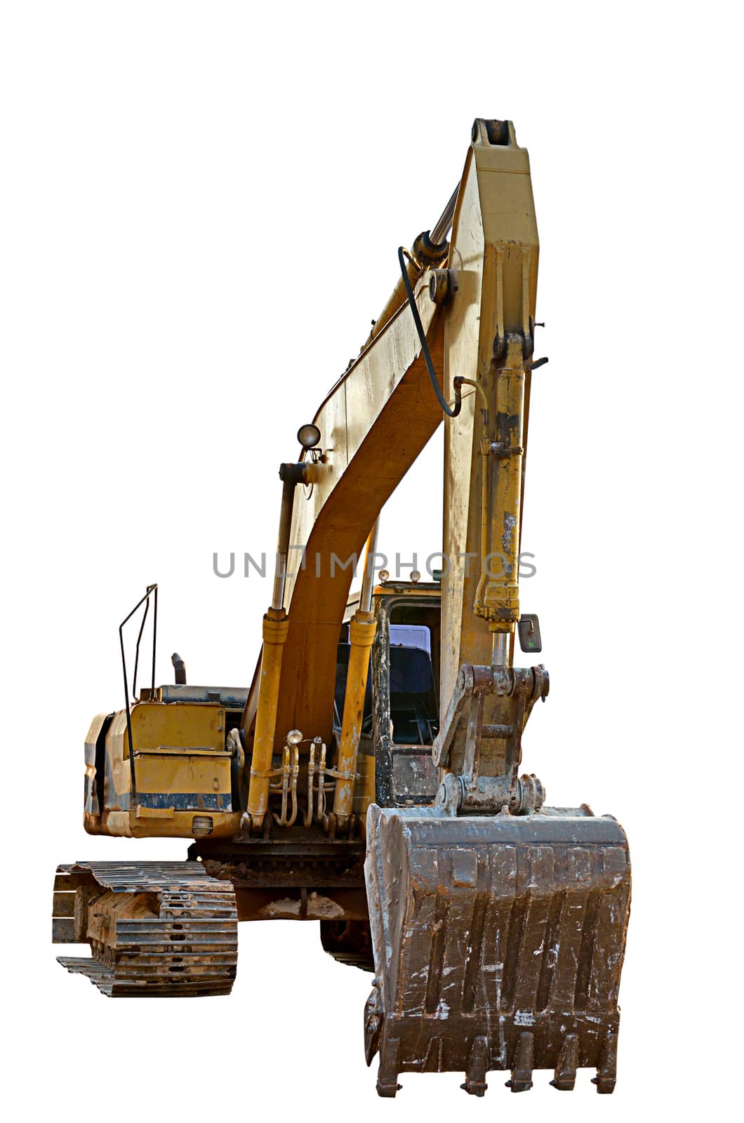 Track-type loader excavator machine isolated