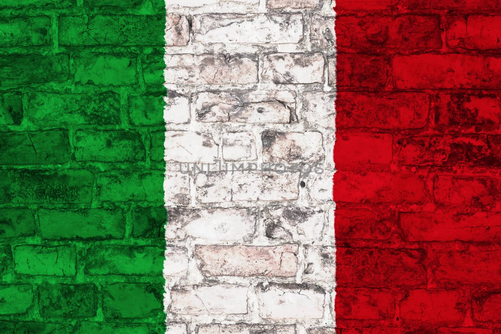 flag of italy graphic on brick background