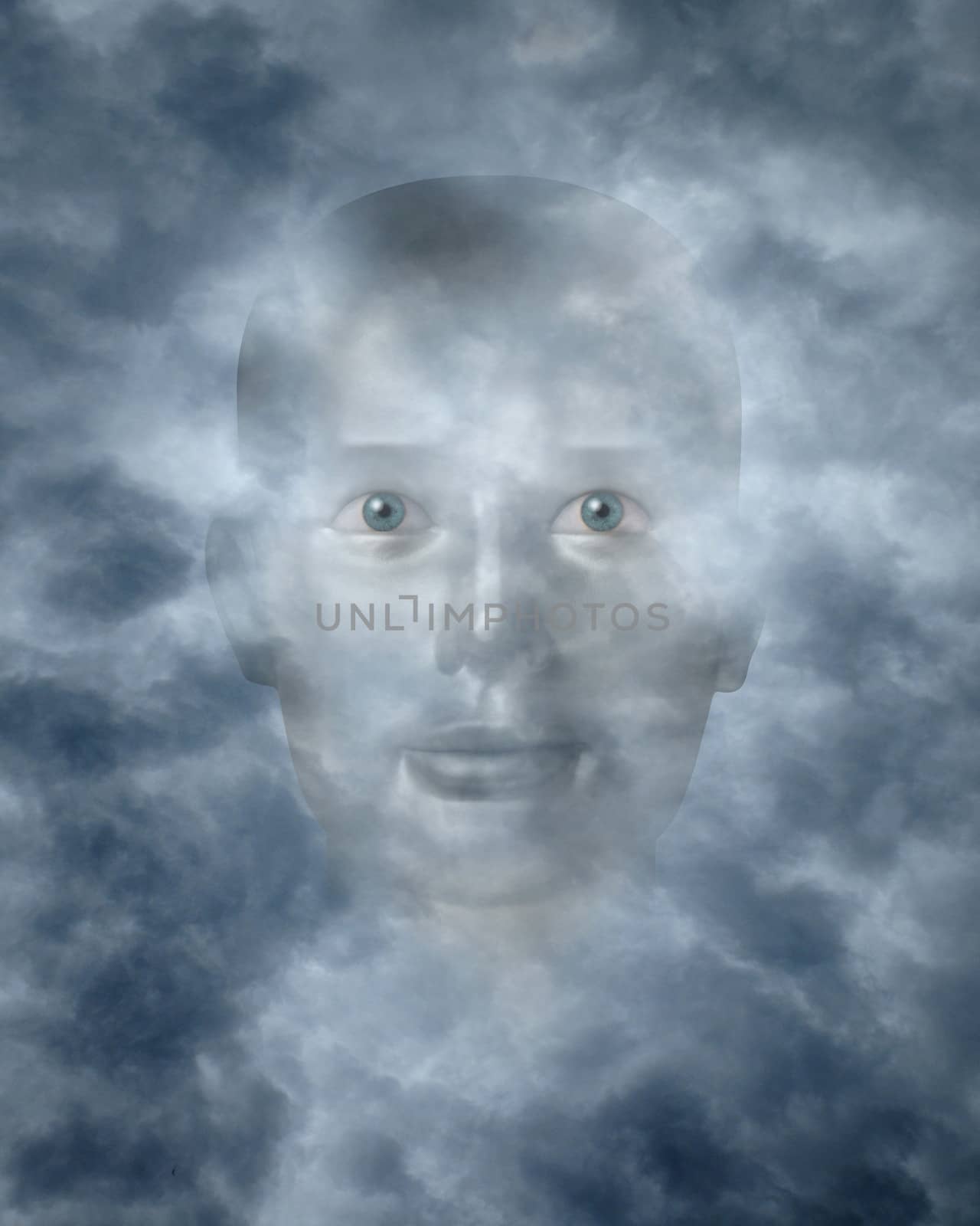 Spiritual faces peering through clouds by Balefire9