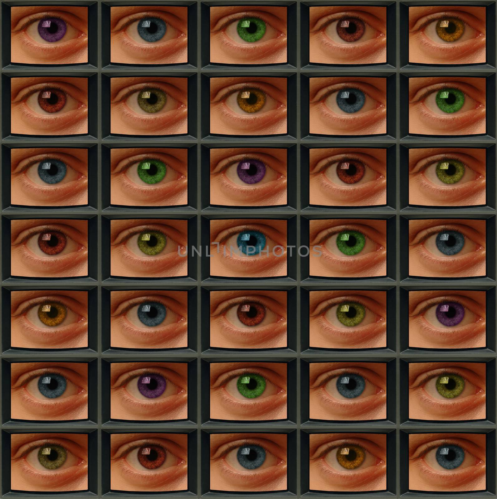 Video screens of eyes with different color pupils by Balefire9