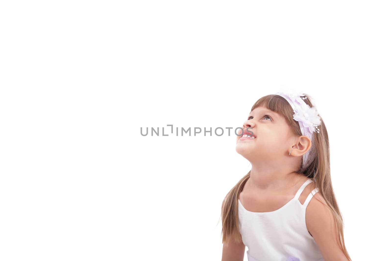 Portrait of a beautiful girl, isolated on white