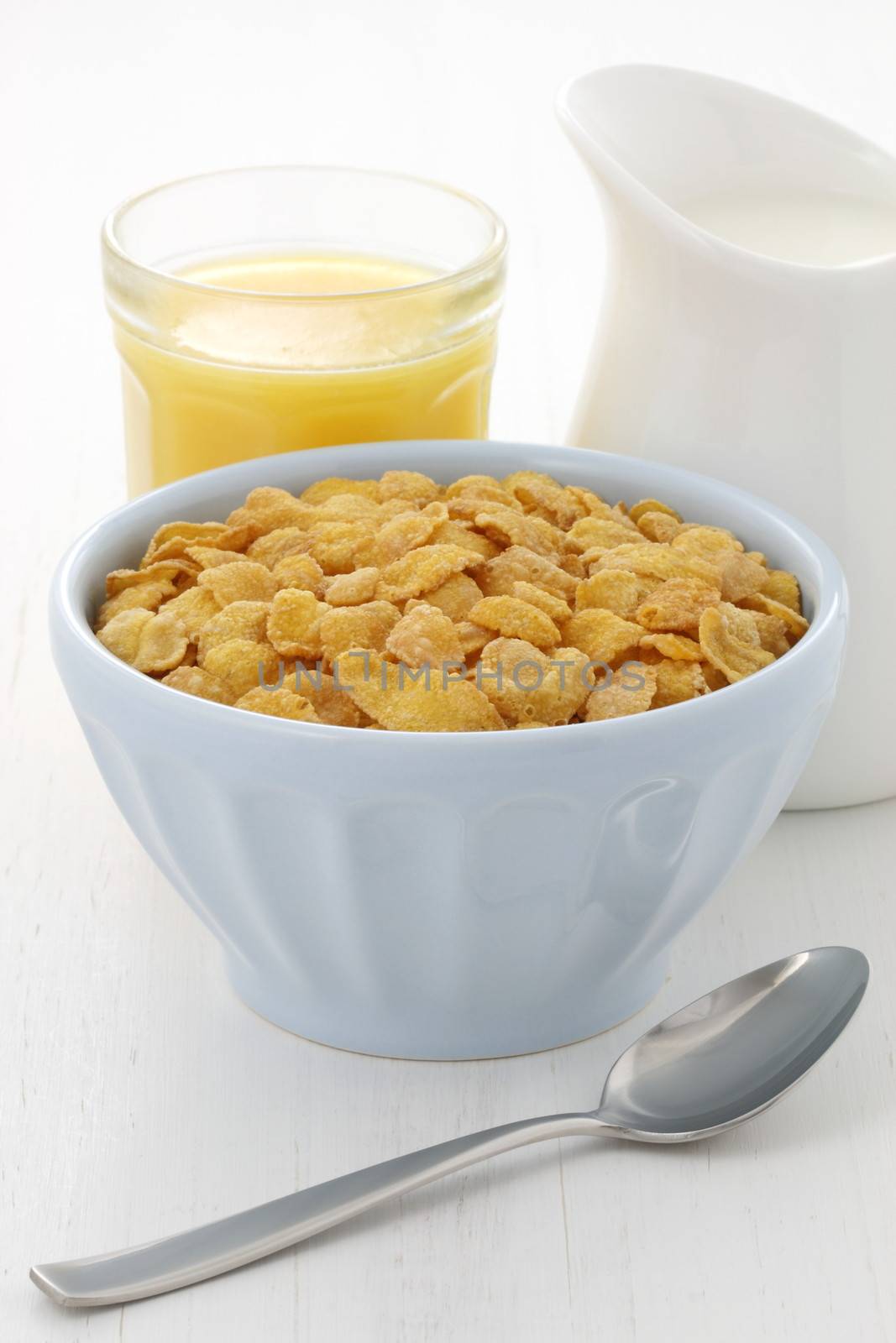 delicious and healthy corn flakes, served in a beautiful French Cafe au Lait Bowl 