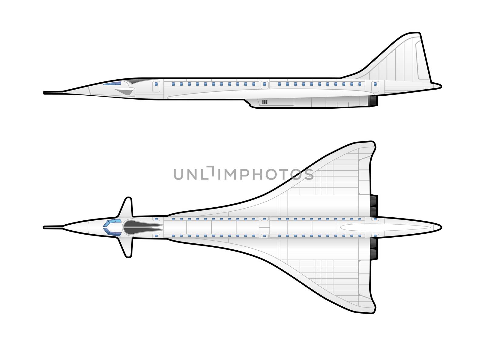 illustration of a aircraft.  Simple gradients only - no gradient mesh.