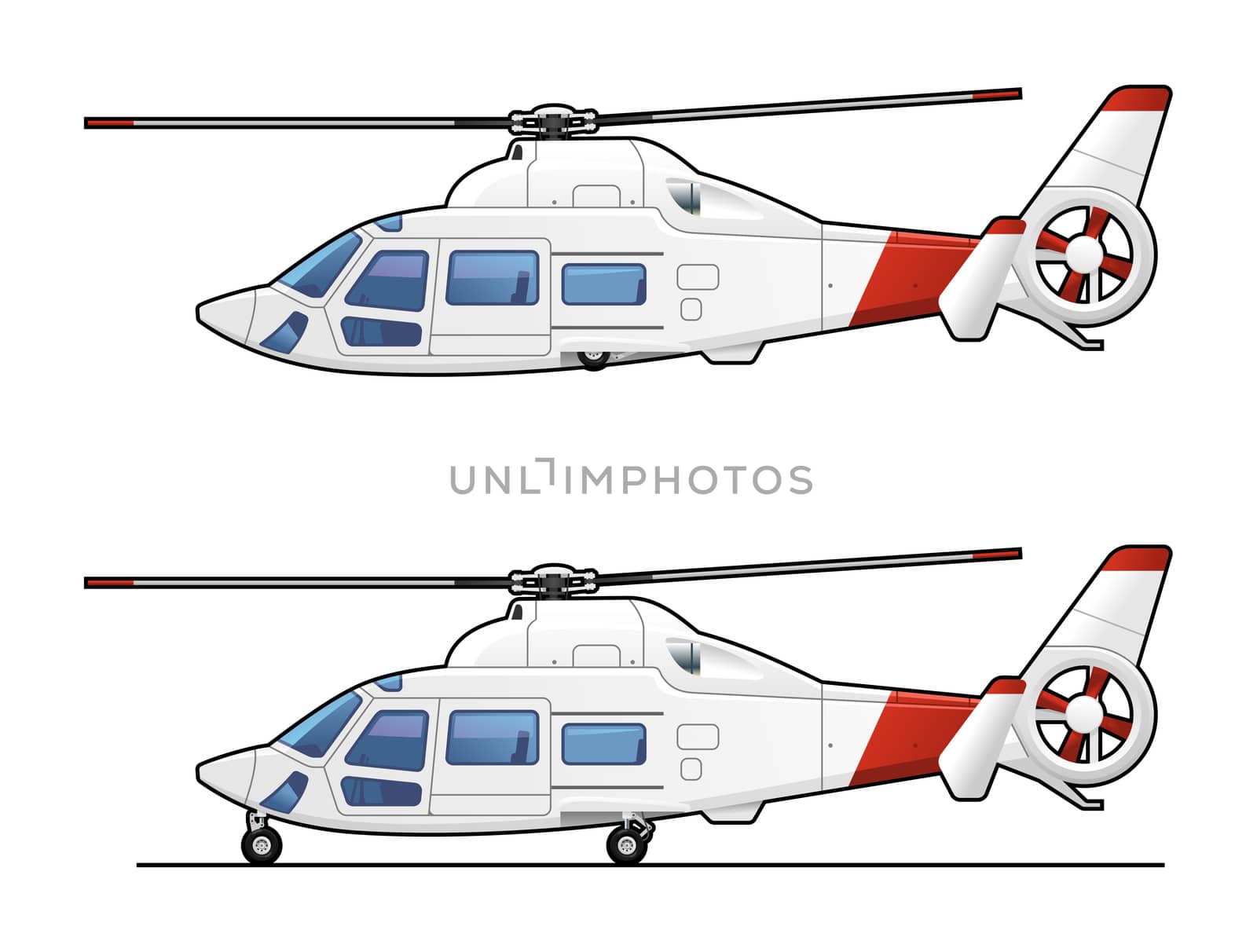 illustration of the passenger  helicopter. Simple gradients only - no gradient mesh.