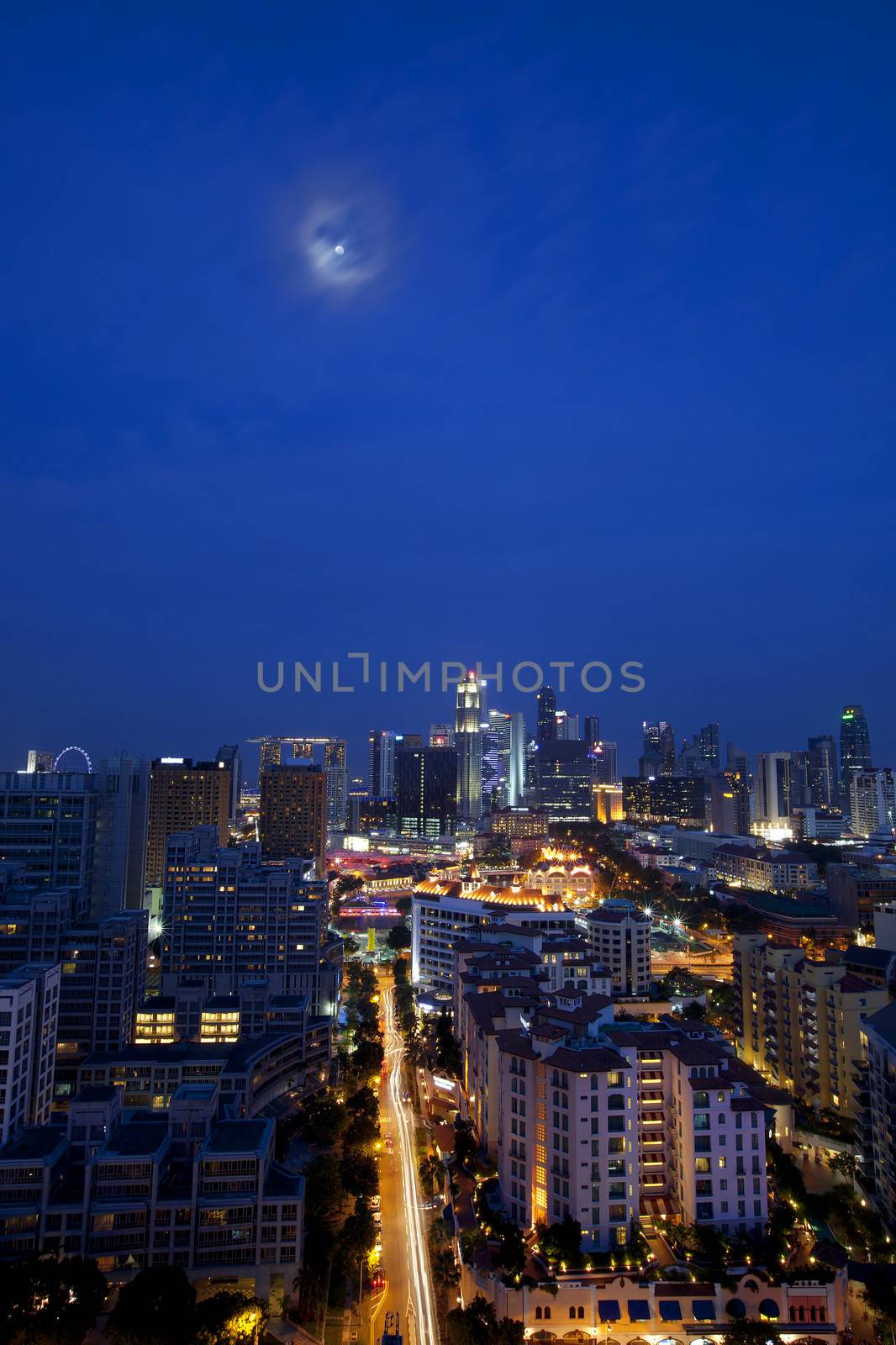 View of Singapore cityscape at night