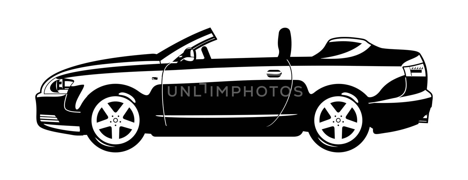 black and white illustration of  Convertible. (two-door)