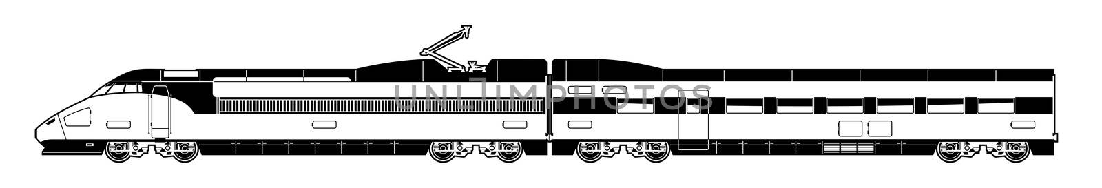 vector black and white illustration of a train. 