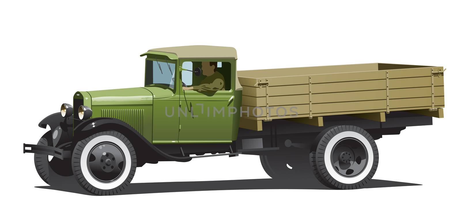 Vector retro lorry isolated. (Simple gradients only - no gradient mesh.)