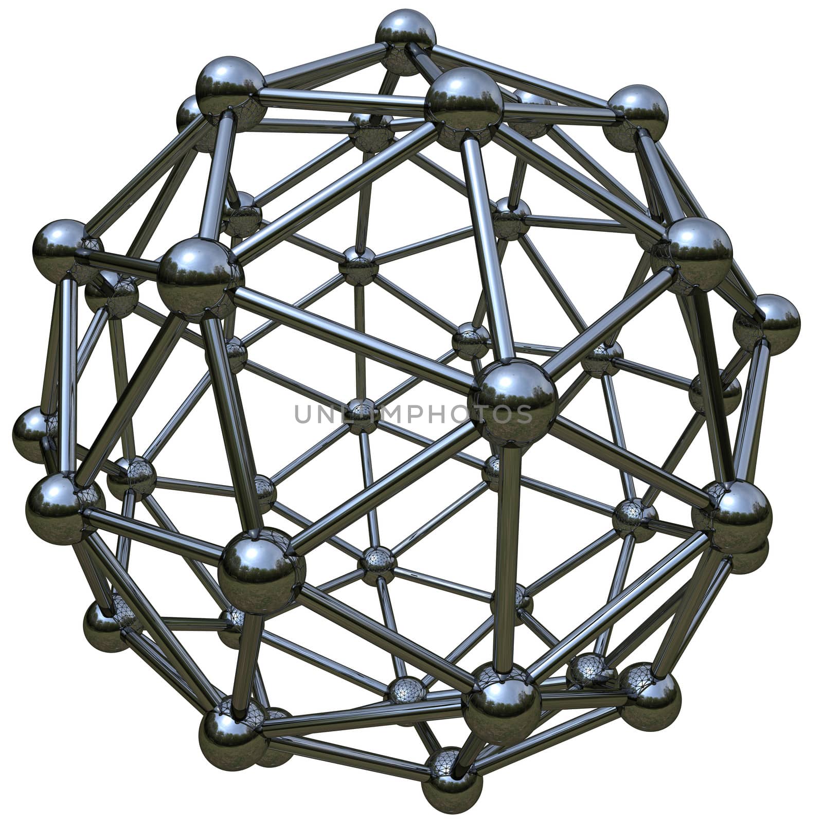 3D simulation of the atom structure isolated with clipping path