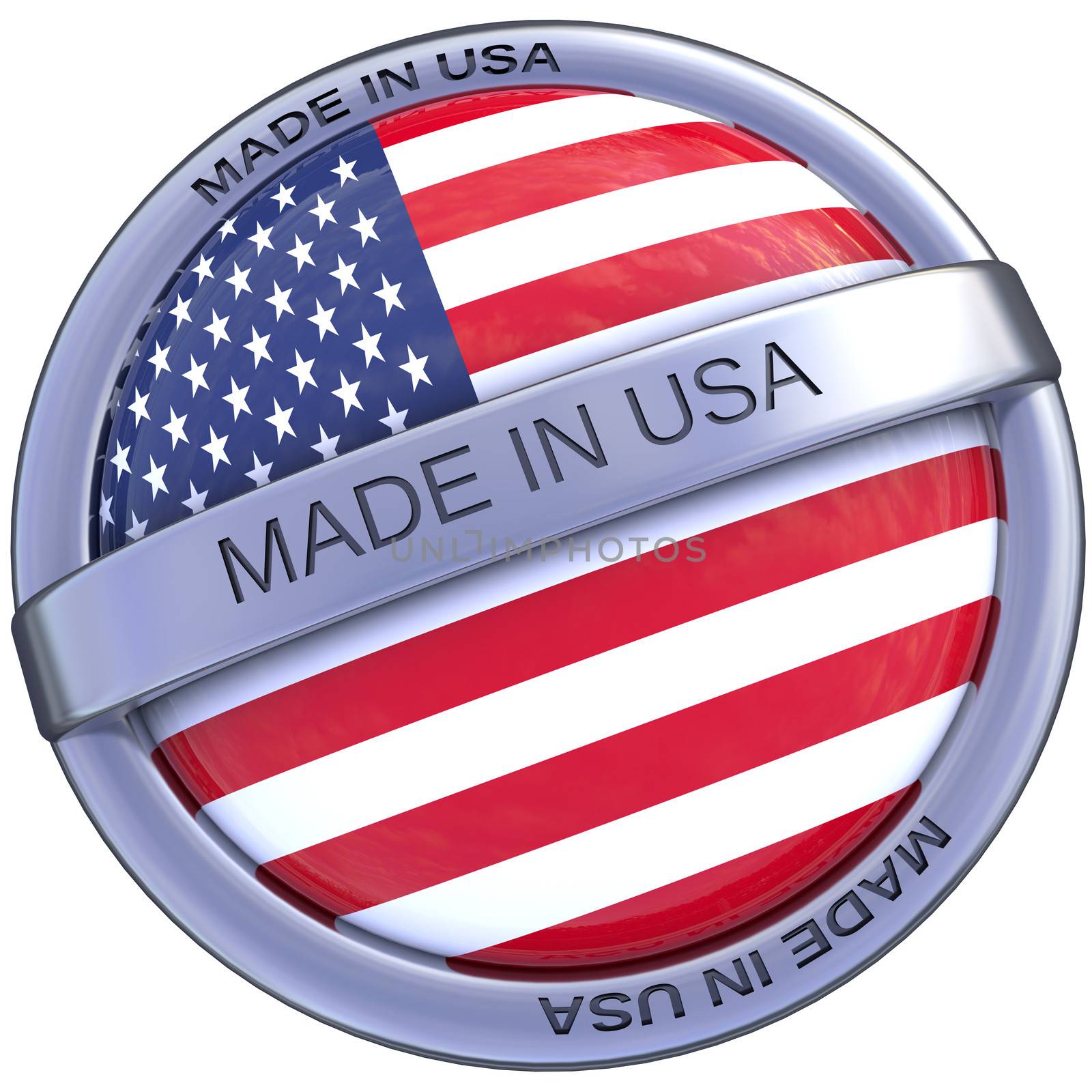 symbol made ​​in usa america in 3d isolated with clipping path and alpha channel