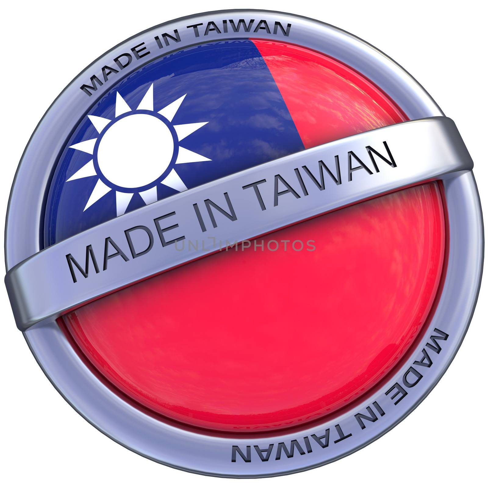 made in taiwan symbol in 3d isolated with clipping path and alpha channel