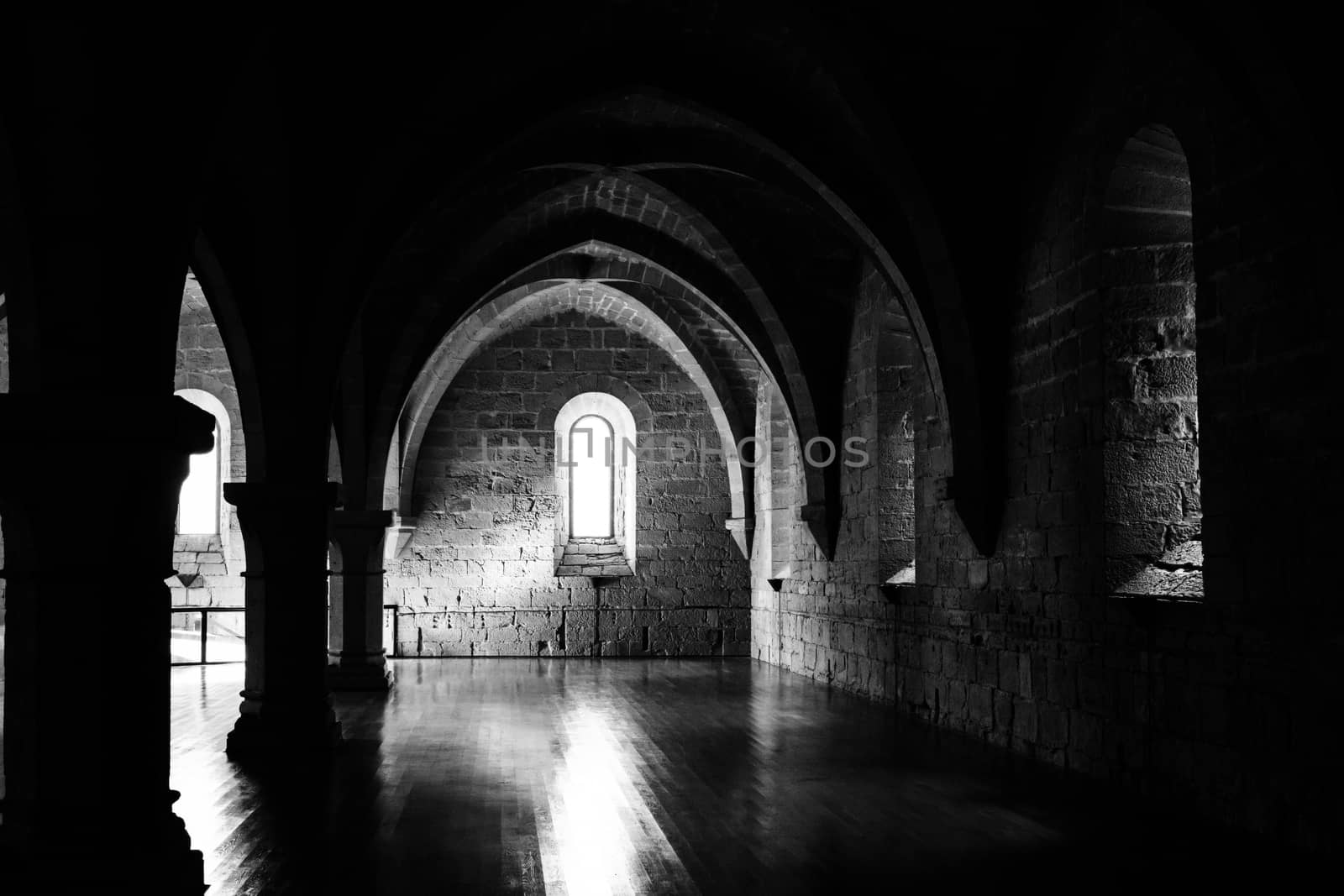 Big hall on Poblet cloister, Spain