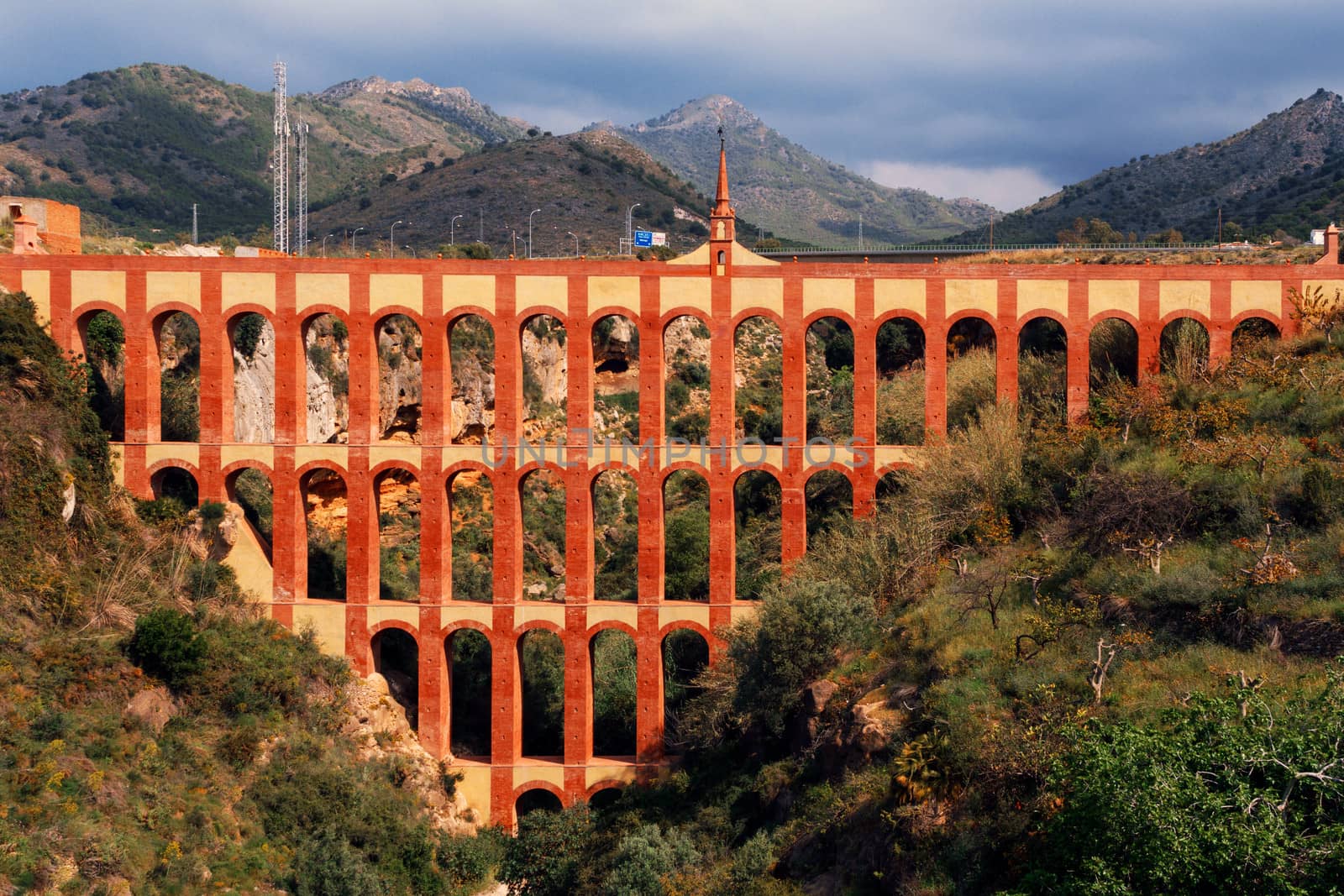 Aqueduct named El Puente del Aguila in Nerja, Andalusia, Spain by Nobilior