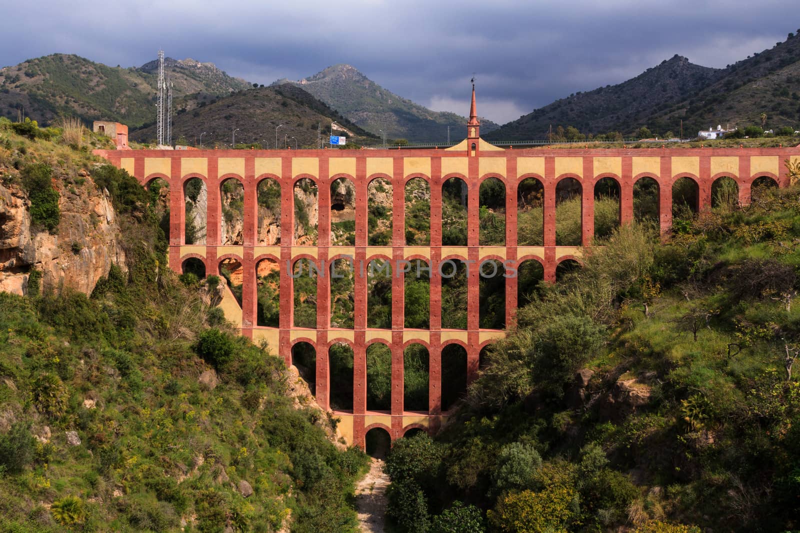 Aqueduct named El Puente del Aguila in Nerja, Costa del Sol, Andalusia, Spain