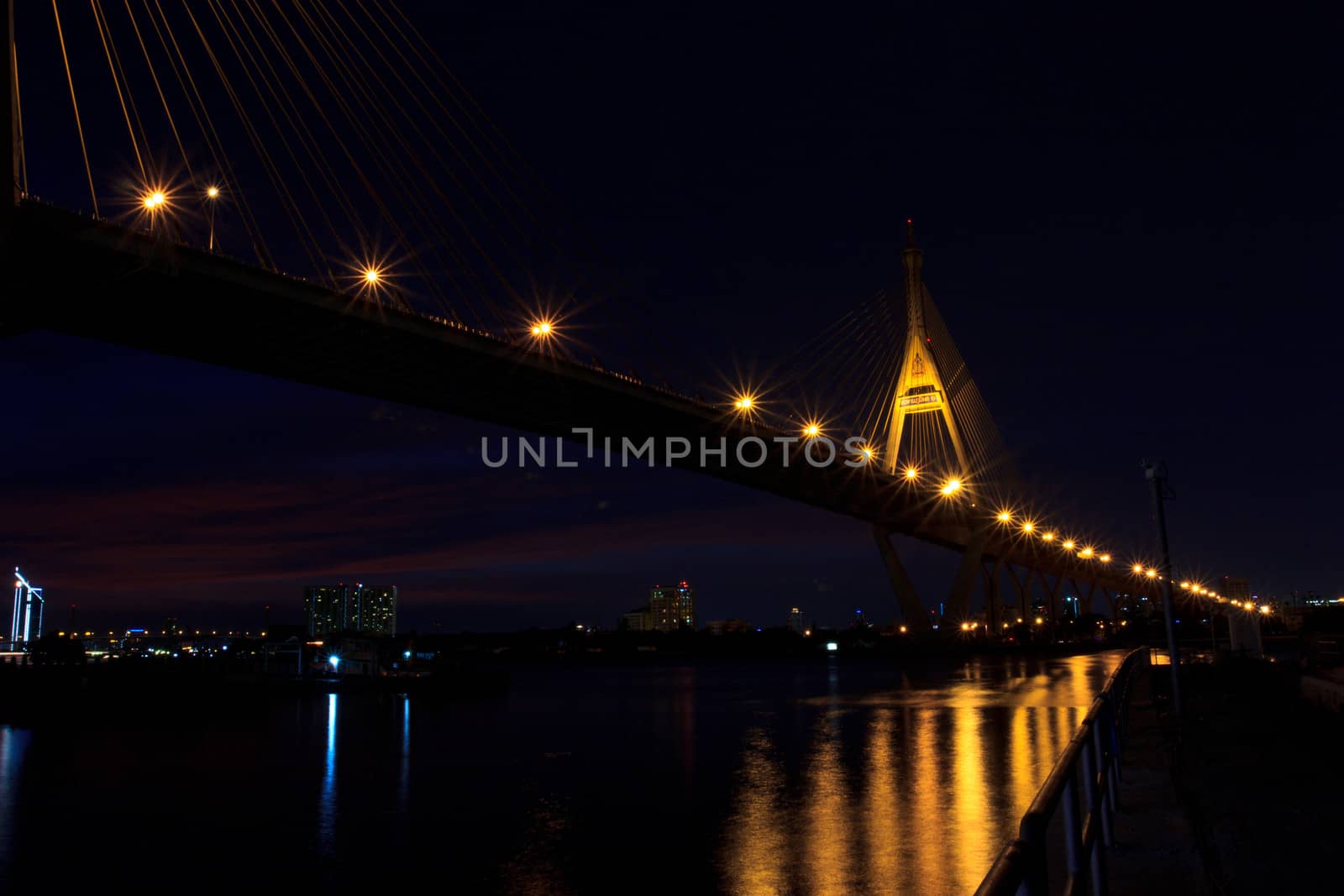 Bhumibol  bridge  area at Night,Bangkok,Thailand