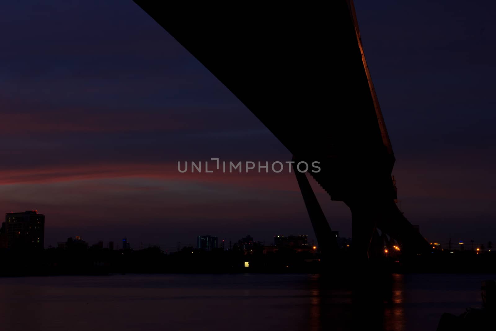 Bhumibol  bridge  area at twilight,Bangkok,Thailand