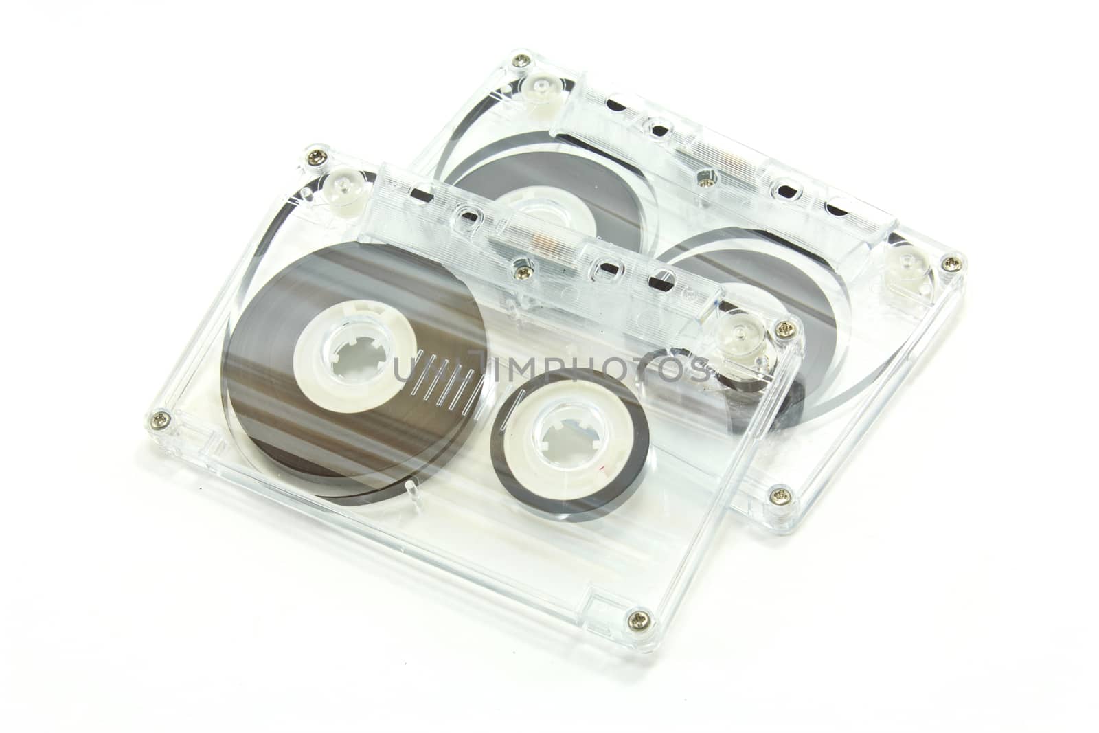 Two transparent cassete tape