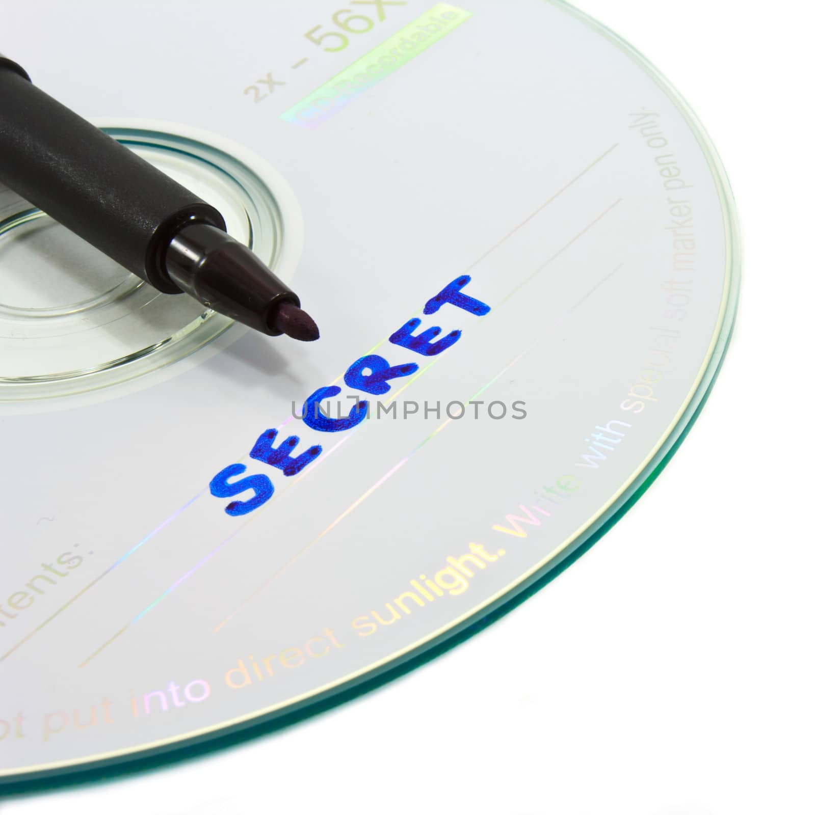 Secret data disk concept isolated on white background
