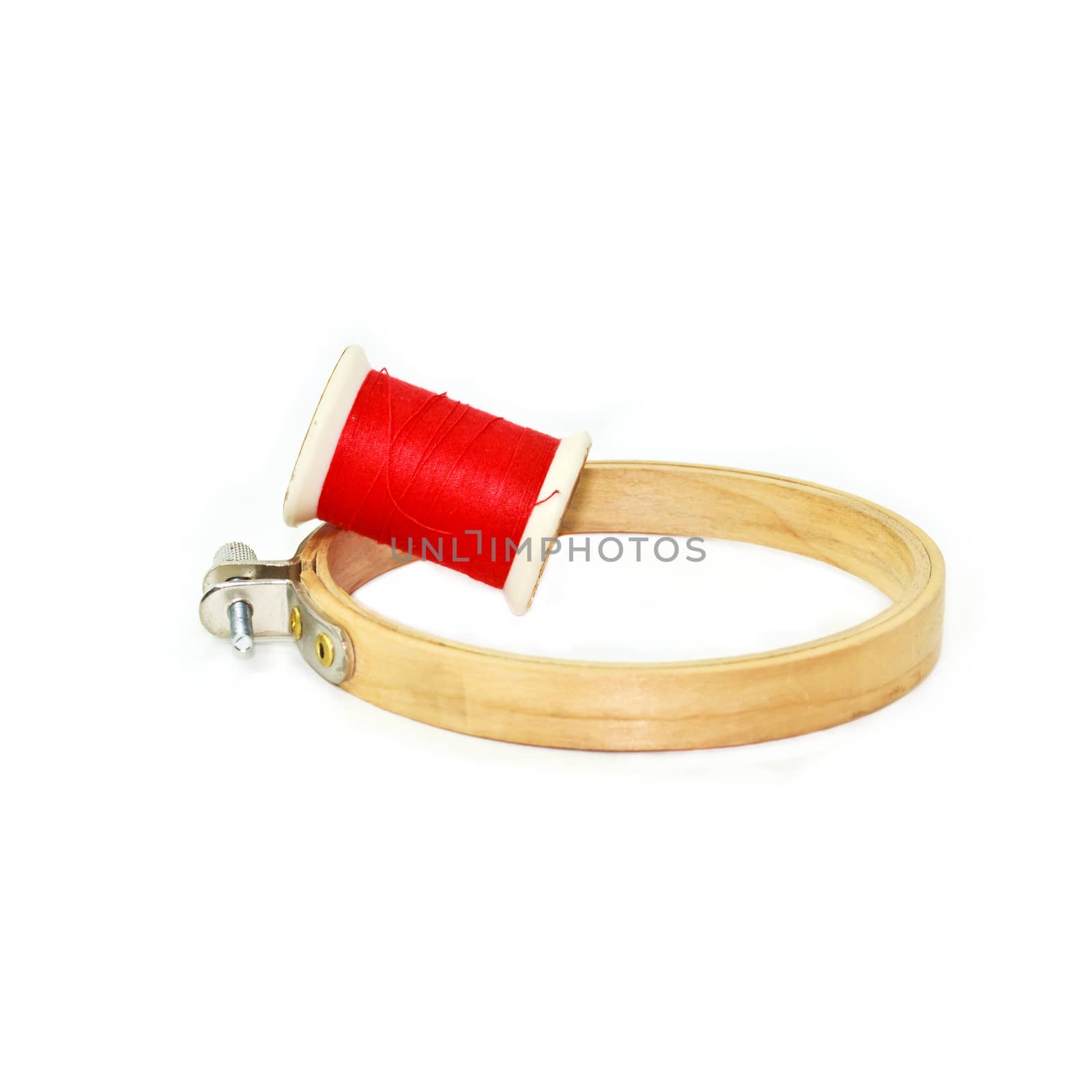 Thread and equipment isolated on white background