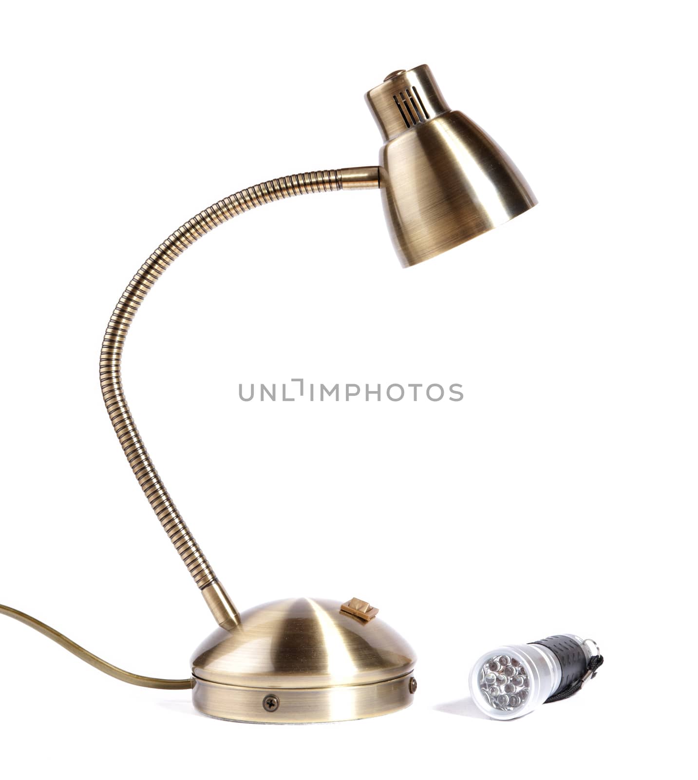 Desk lamp and pocket small lamp isolated on a white background