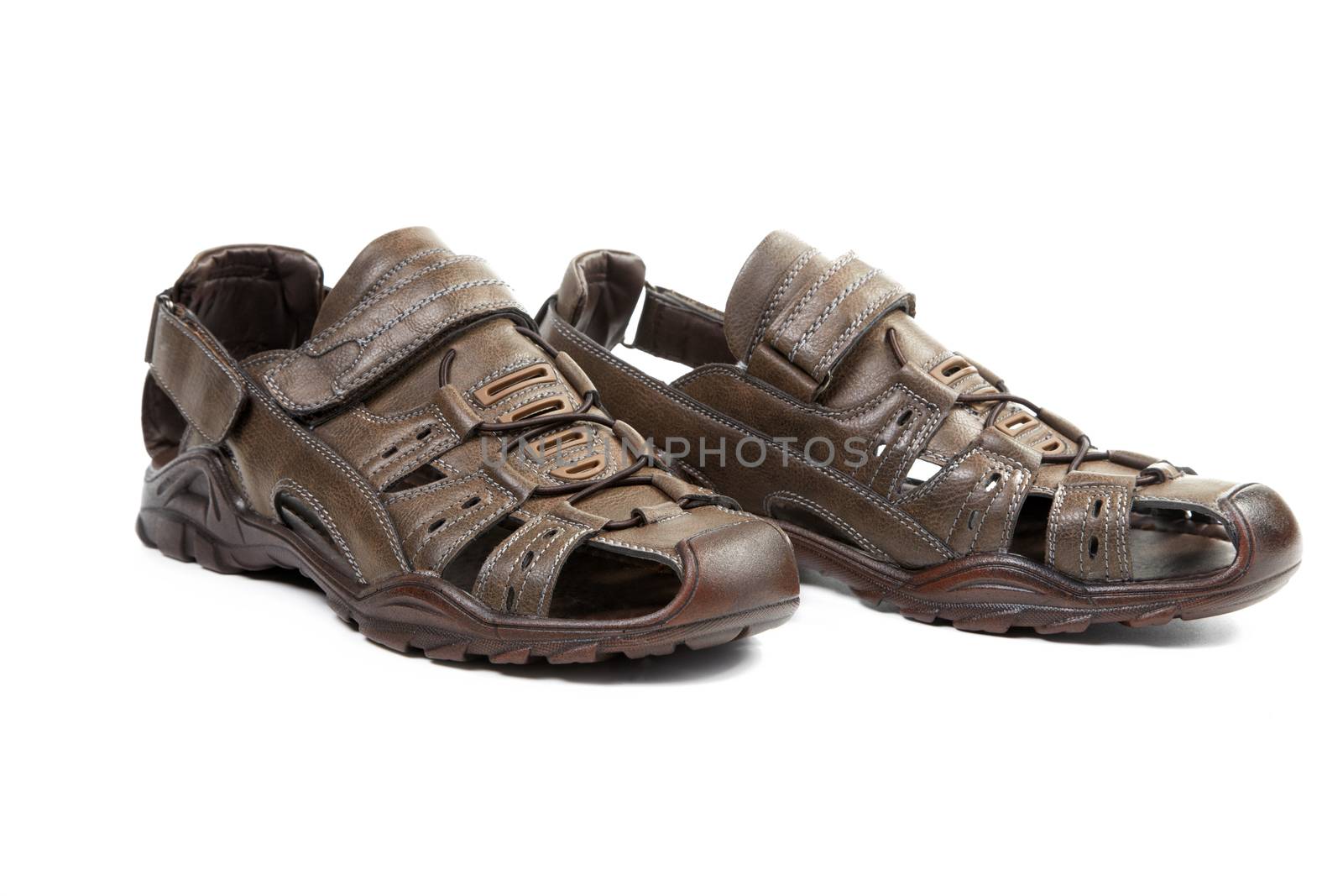 Summer man's sandals isolated on a white background