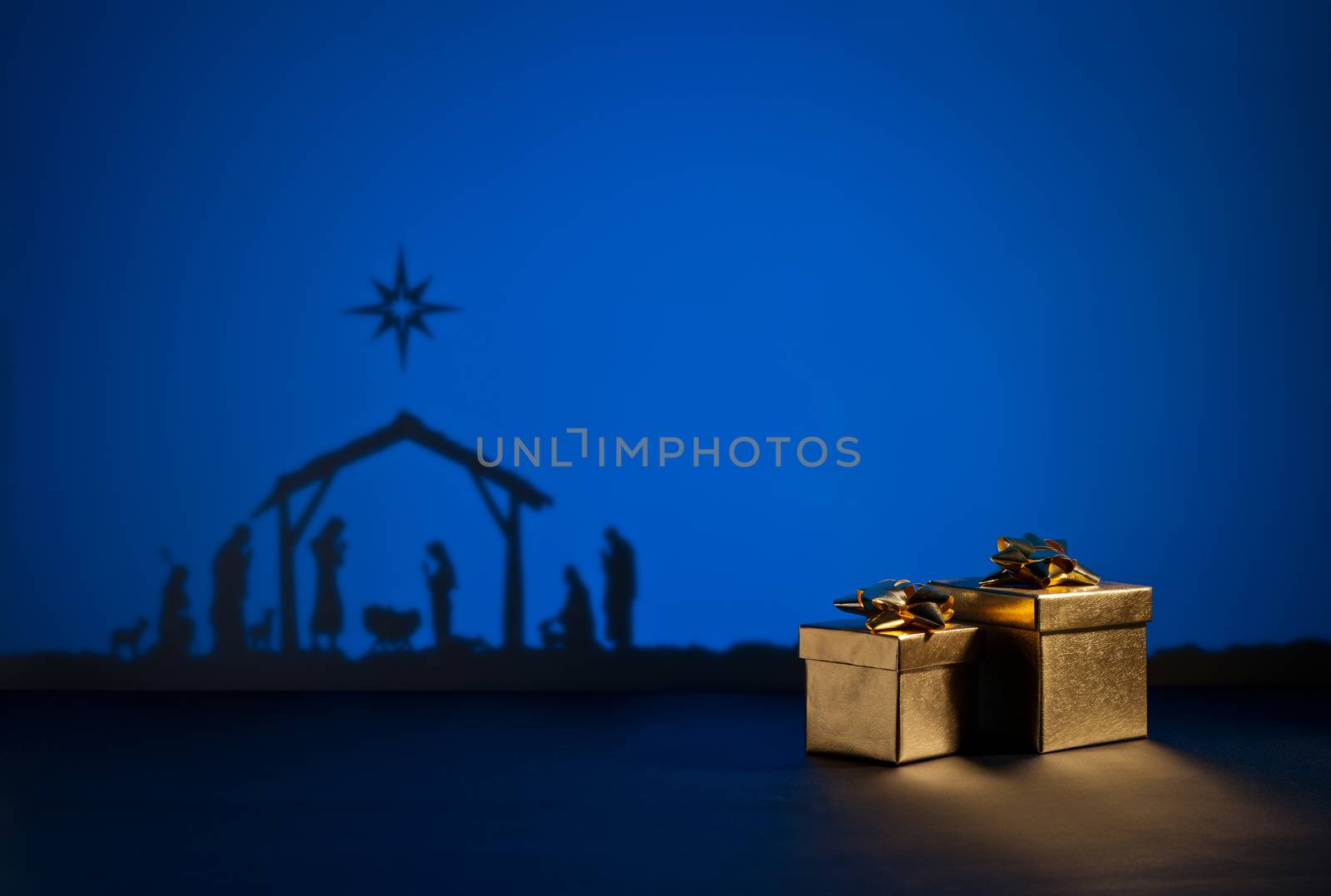 Birth Jesus silhouette of the crib in Bethlehem