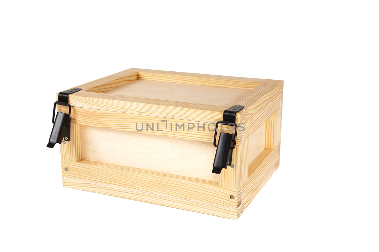 Wooden box isolated on a white background