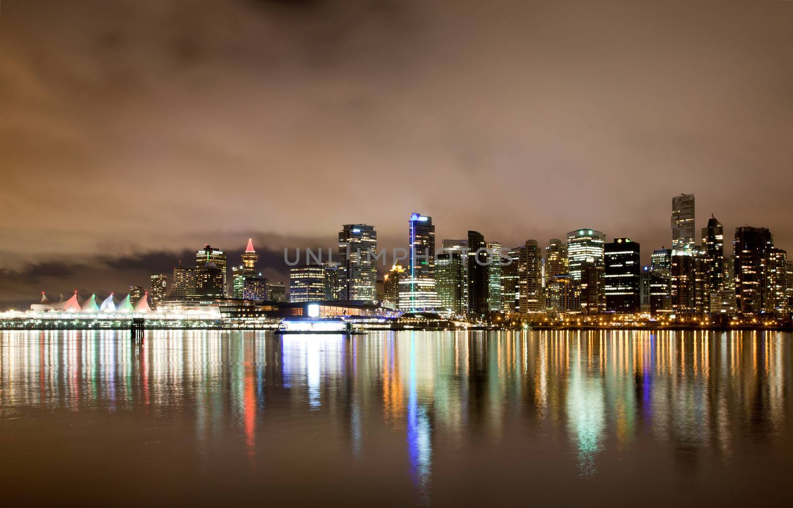 The Vancouver downtown skyline at night, Canada BC