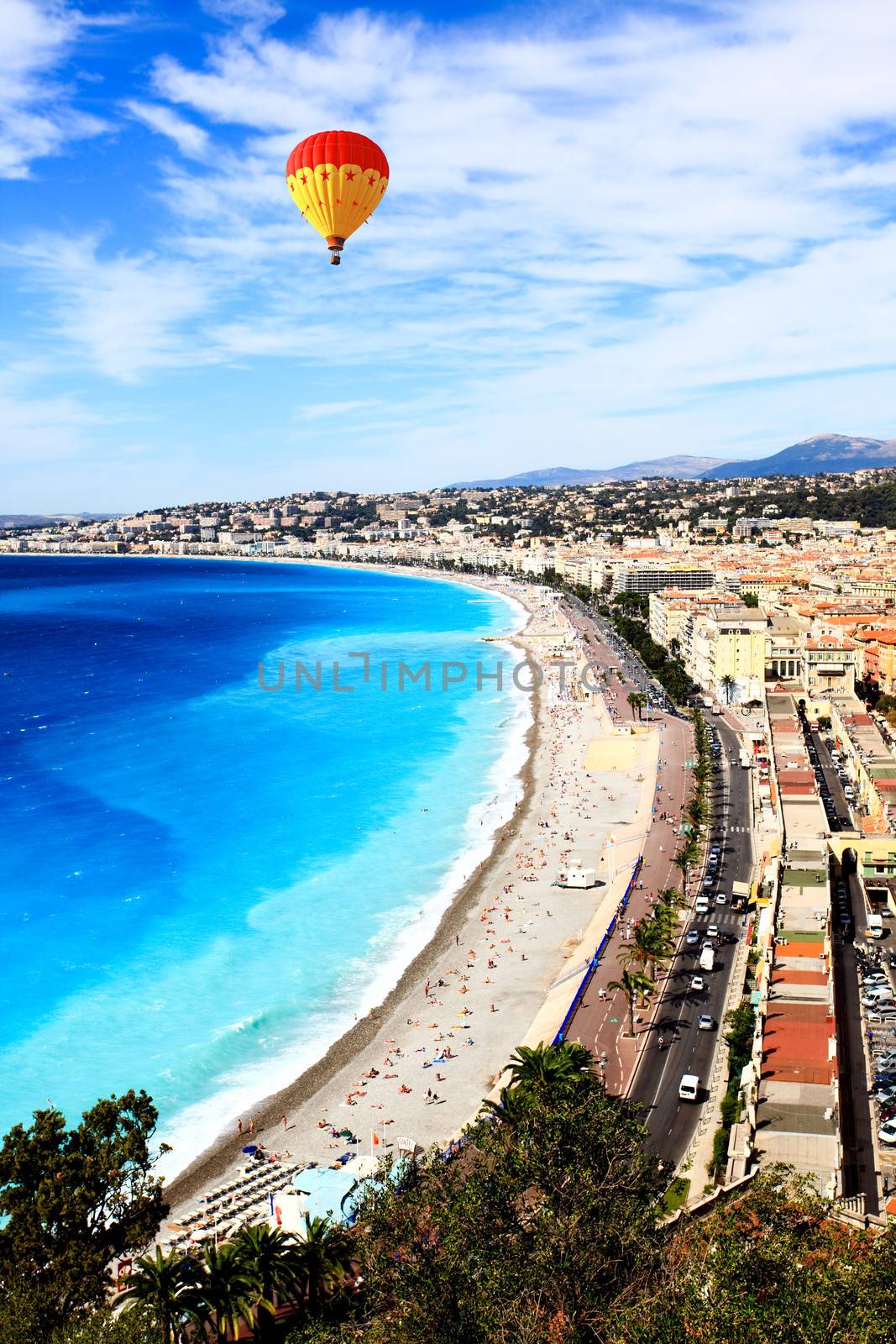 aerial view of beach in Nice France