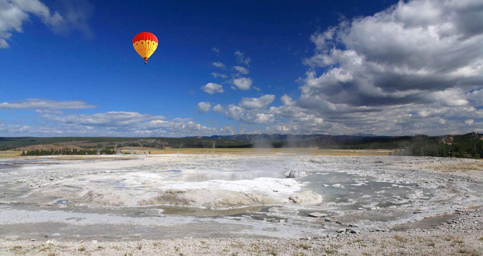 The scenery of Lower Geyser Basin in Yellowstone National Park 