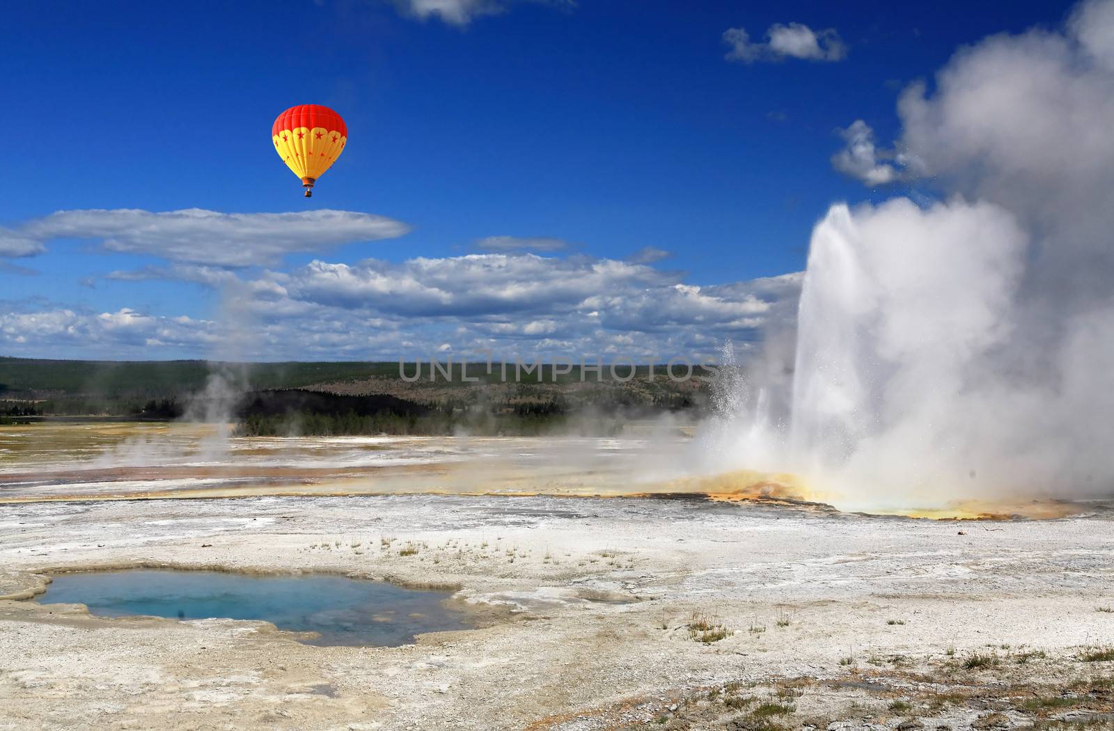 The scenery of Lower Geyser Basin in Yellowstone National Park 