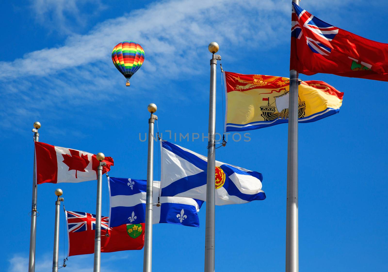 The Canada and its provincial flags in Ottawa