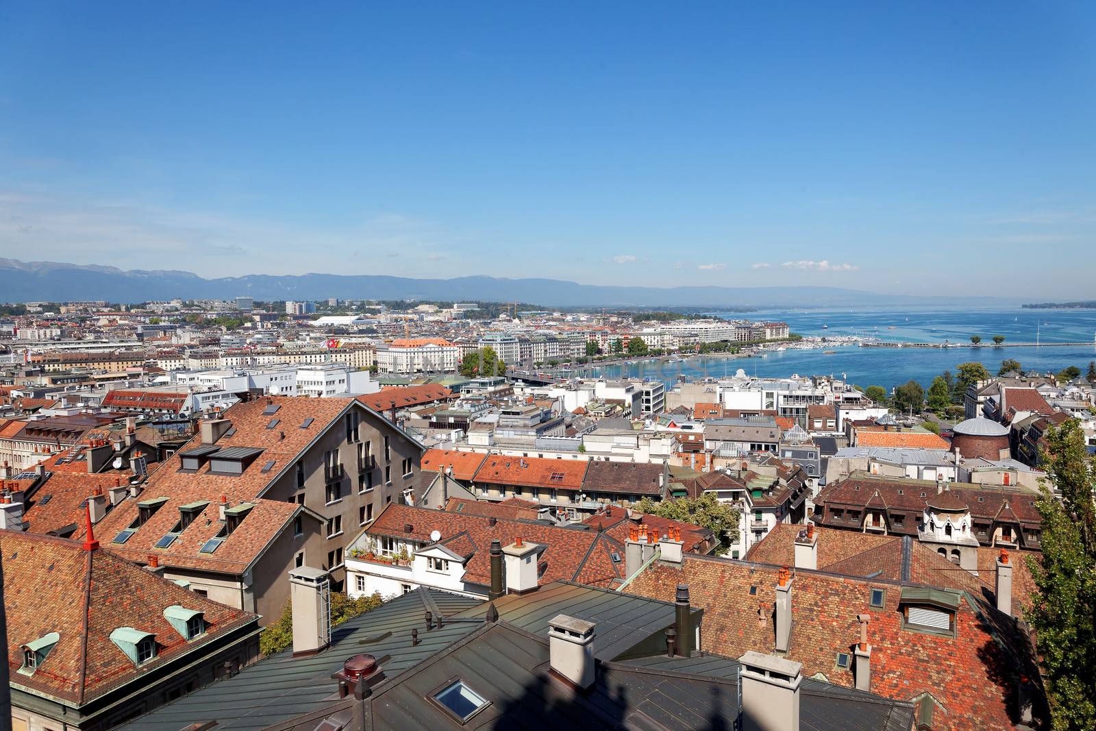 The city of Geneva in Switzerland, a general and aerial view