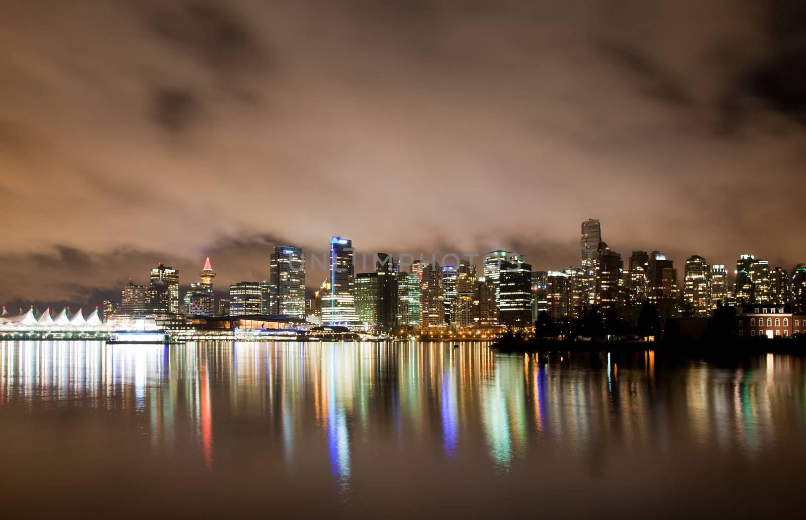 The Vancouver downtown skyline at night, Canada BC