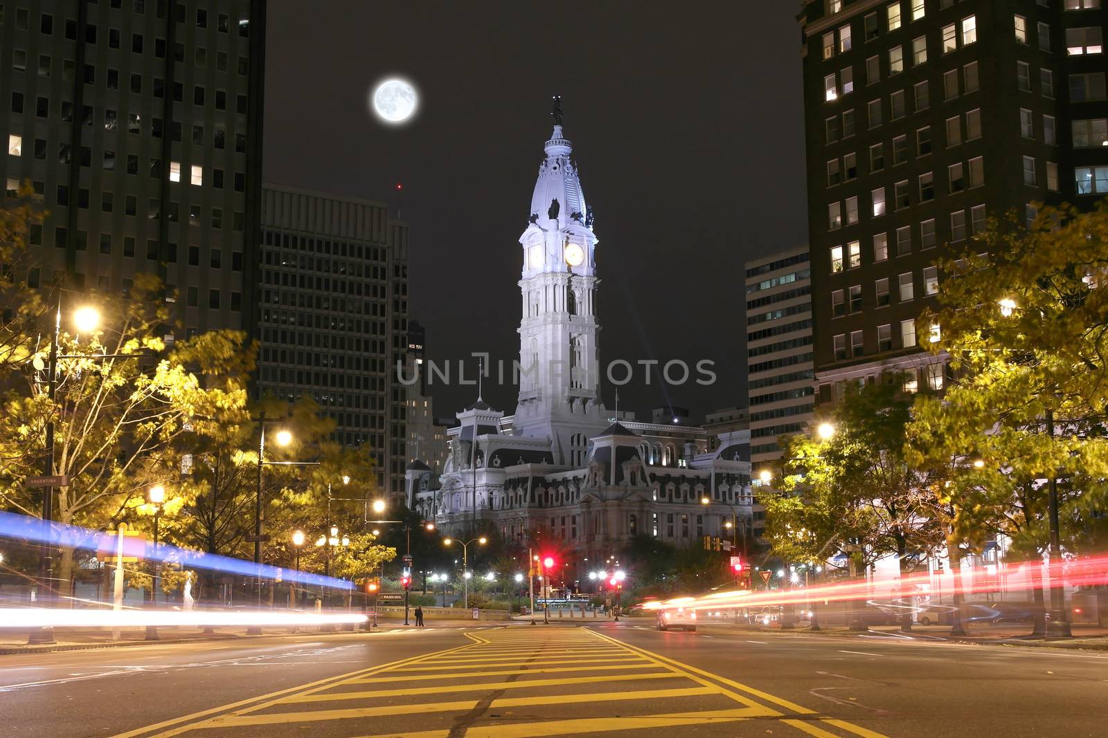 The Philadelphia City Hall building at night by gary718