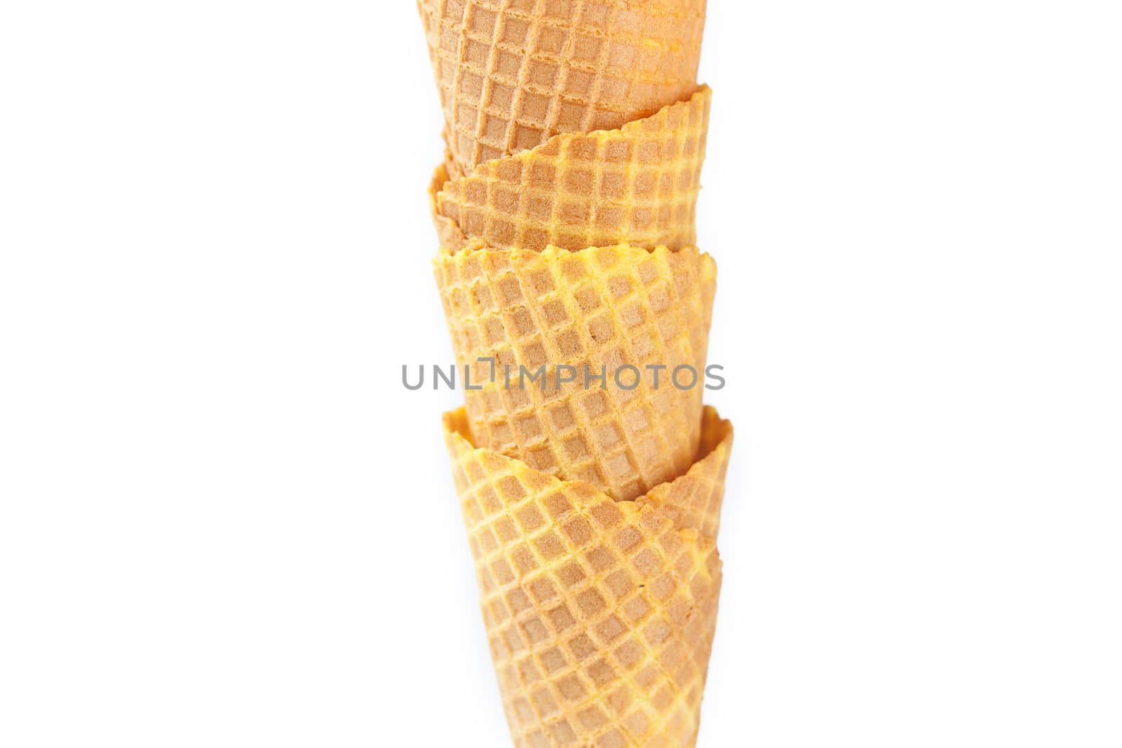 waffle cones isolated on white