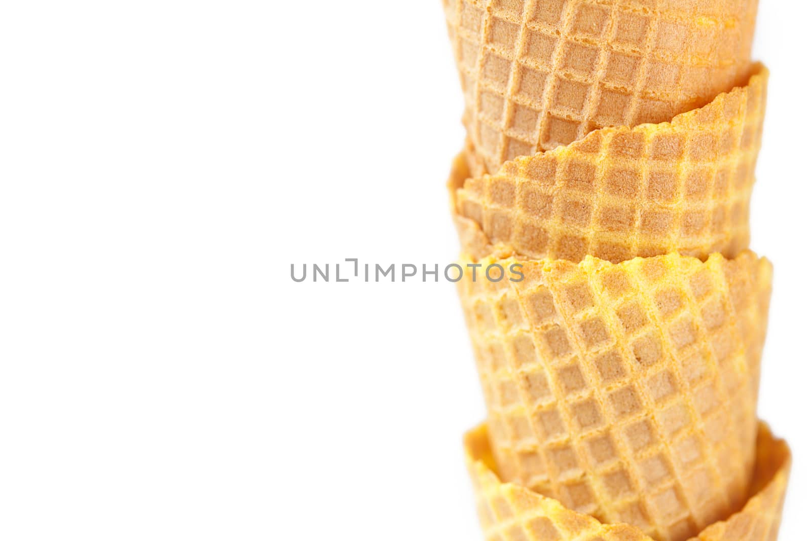 waffle cones isolated on white